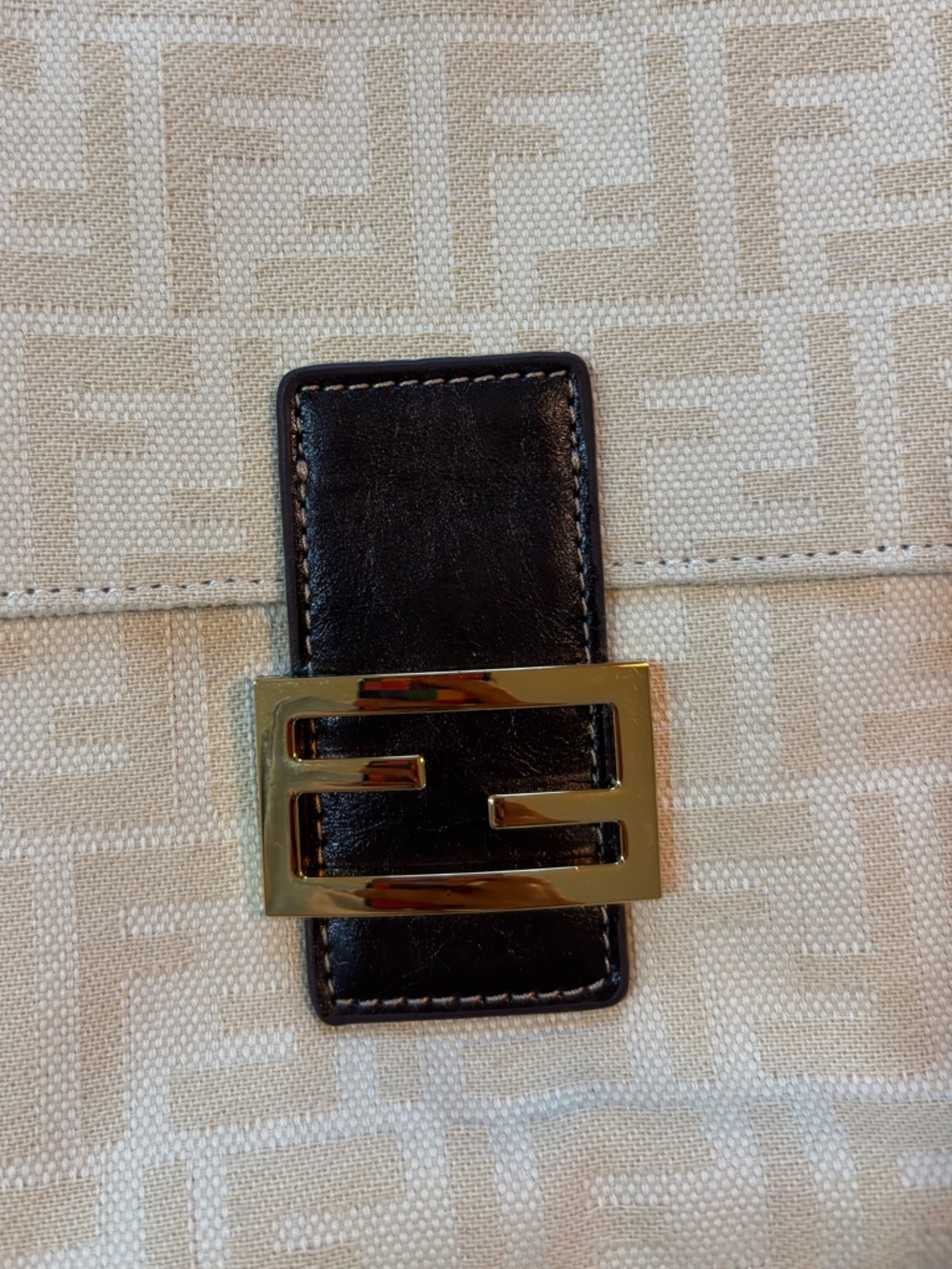 Fendi Cream Canvas Zucca Mamma Baguette Shoulder Bag - Picture 3 of 9